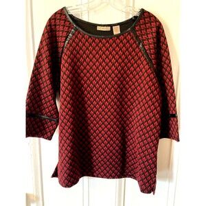 Art And Soul Women’s Red & Black Size Large Black Faux Leather Trim Stretch Good